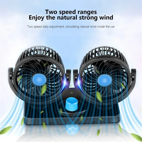 Mini Dual Car 360 Rotation USB fan