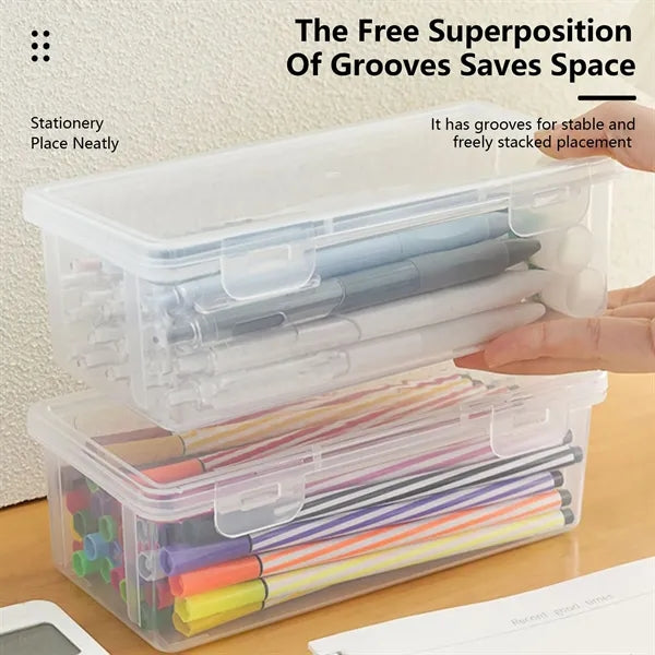 Clear Large-Capacity Stationery Storage Box