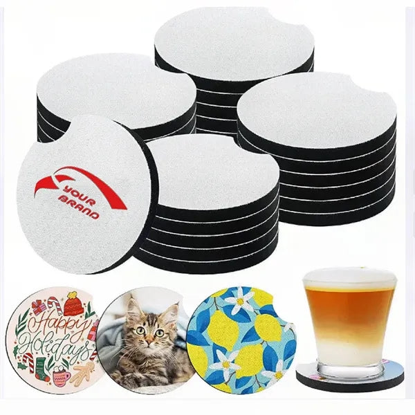 Printed Neoprene White Car Cup Coaster