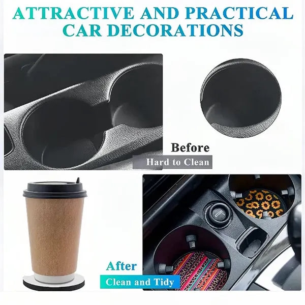 Printed Neoprene White Car Cup Coaster