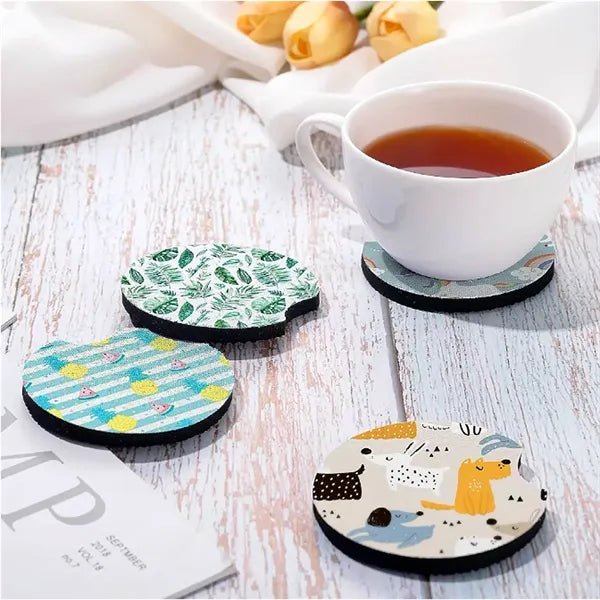 Printed Neoprene White Car Cup Coaster