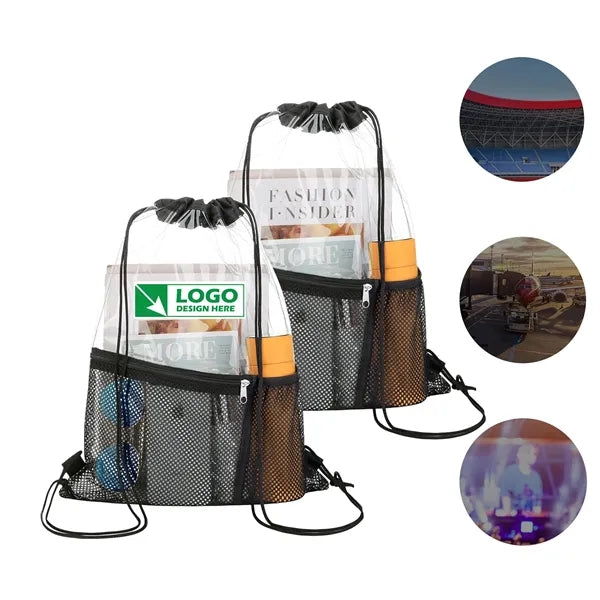 See Through Transparent PVC Drawstring Backpack