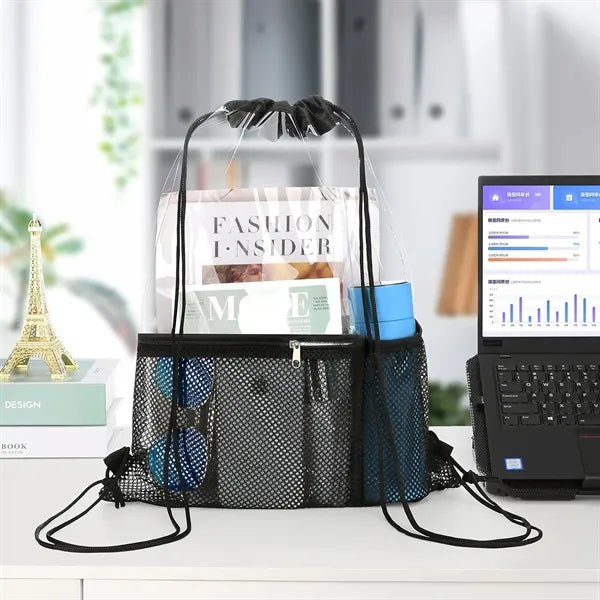 See Through Transparent PVC Drawstring Backpack