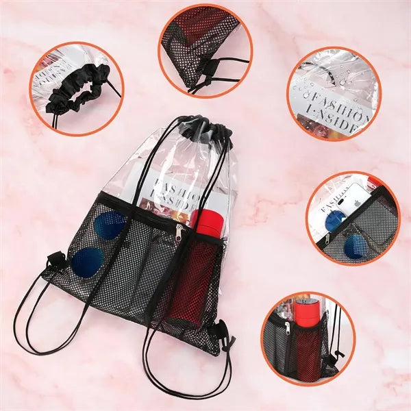 See Through Transparent PVC Drawstring Backpack