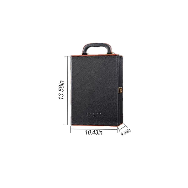Vintage Black-Orange Two-Bottle Wine Box