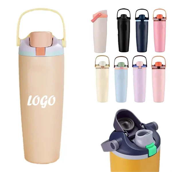 30oz Stainless Steel Water Bottle with Straw