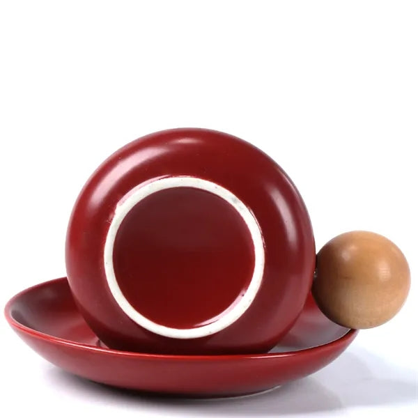 Ceramic Coffee Cup Set With Wooden Handle
