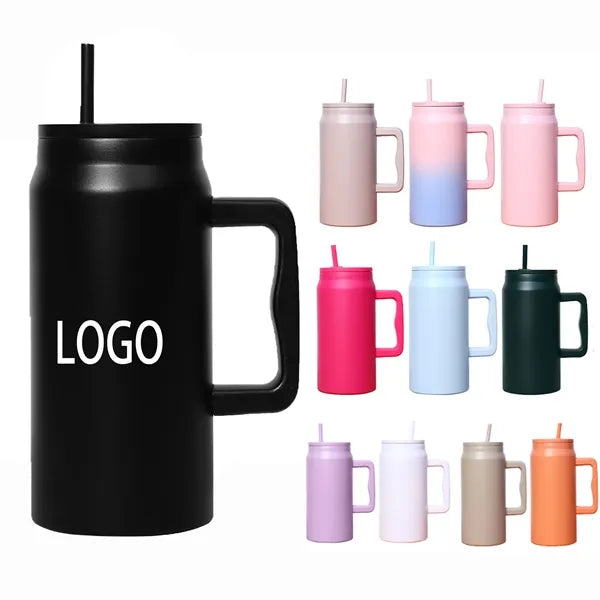 50oz Straw Lid Insulated Cup With Handle