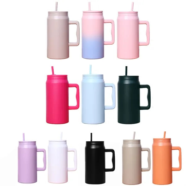 50oz Straw Lid Insulated Cup With Handle