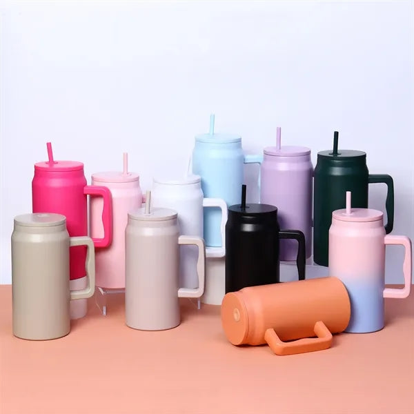50oz Straw Lid Insulated Cup With Handle