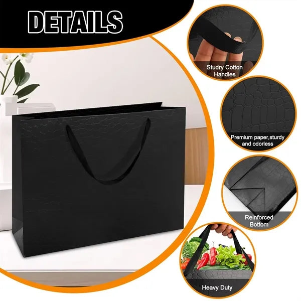 Black Crocodile Leather Heavy-Duty Eco-Friendly Tote Bag