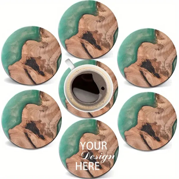 Green Wood And Epoxy Resin Cup Coaster