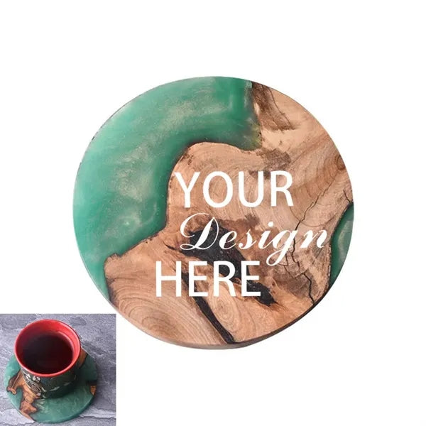 Green Wood And Epoxy Resin Cup Coaster