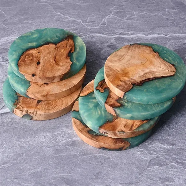 Green Wood And Epoxy Resin Cup Coaster