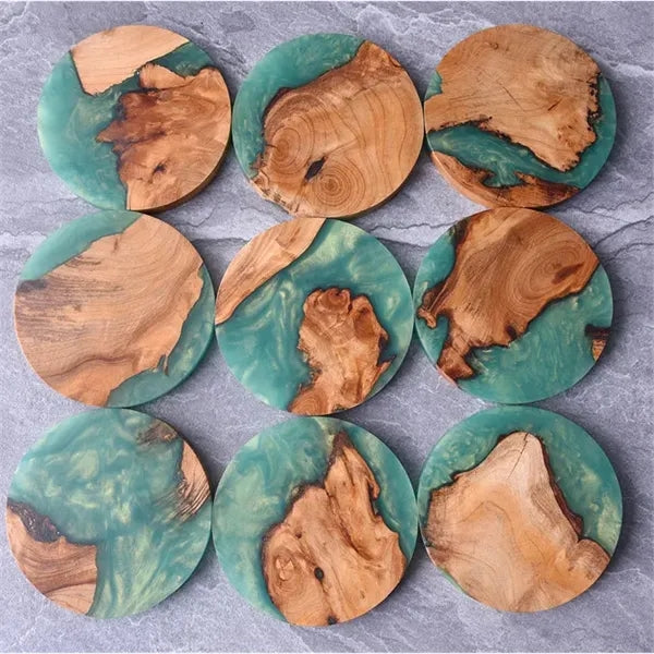 Green Wood And Epoxy Resin Cup Coaster