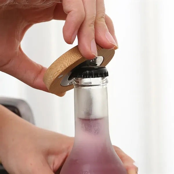 Multifunctional Round Bamboo Eco-friendly Bottle Opener