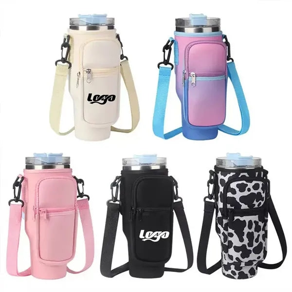 Neoprene Cup Sleeve With Strap And Pocket