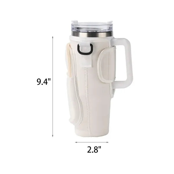 Neoprene Cup Sleeve With Strap And Pocket