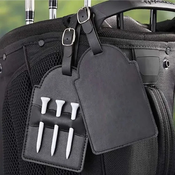 PU Leather Golf Tee Holder Luggage Tag