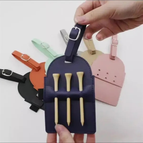 PU Leather Golf Tee Holder Luggage Tag