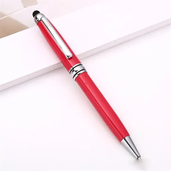 Metal Retractable Ballpoint Pen with Stylus tip and Clip