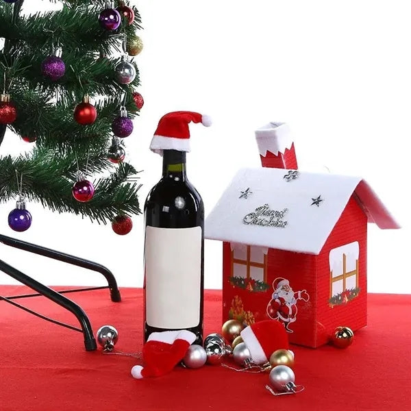 Wine bottle Christmas hat