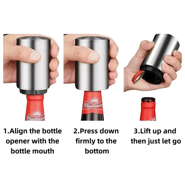 Stainless steel automatic bottle opener