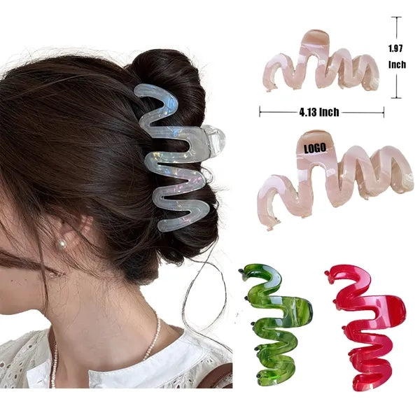 Fashion Style 4.13Inch Large Wave Acetate Hair Clip