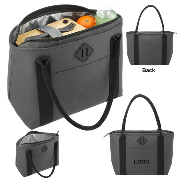 Oxford Cloth Tote Cooler Bag With Front Pocket