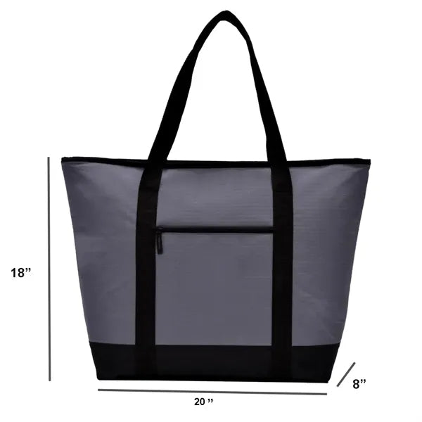 Oxford Cloth Tote Cooler Bag With Zipper Front Pocket