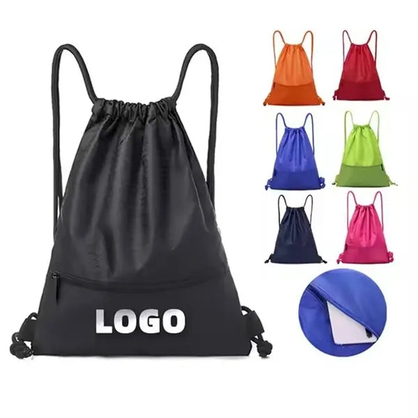 Drawstring Backpack With Zipper