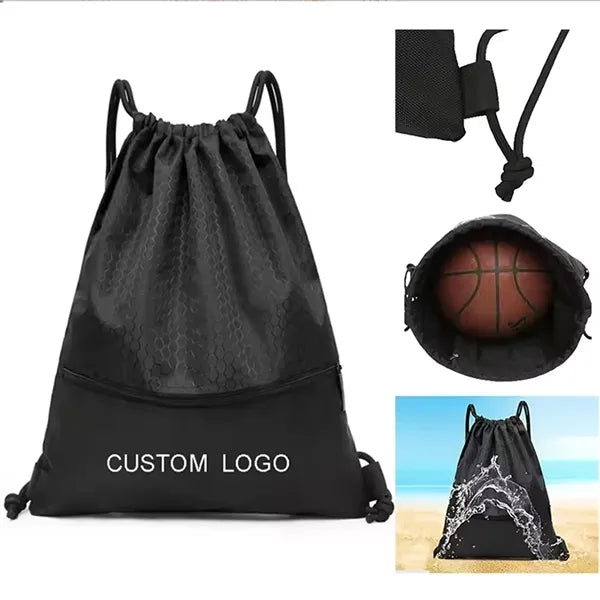 Drawstring Backpack With Zipper