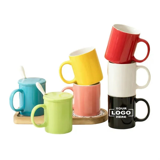 Ceramic Mug w/ Lid & Matching Spoon