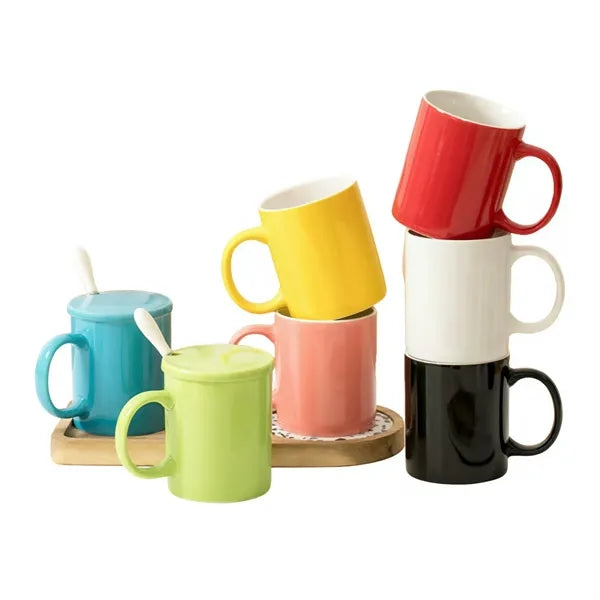 Ceramic Mug w/ Lid & Matching Spoon