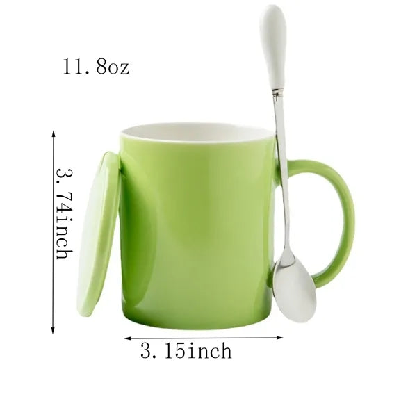 Ceramic Mug w/ Lid & Matching Spoon