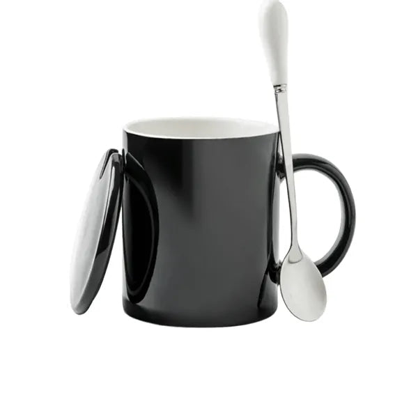 Ceramic Mug w/ Lid & Matching Spoon