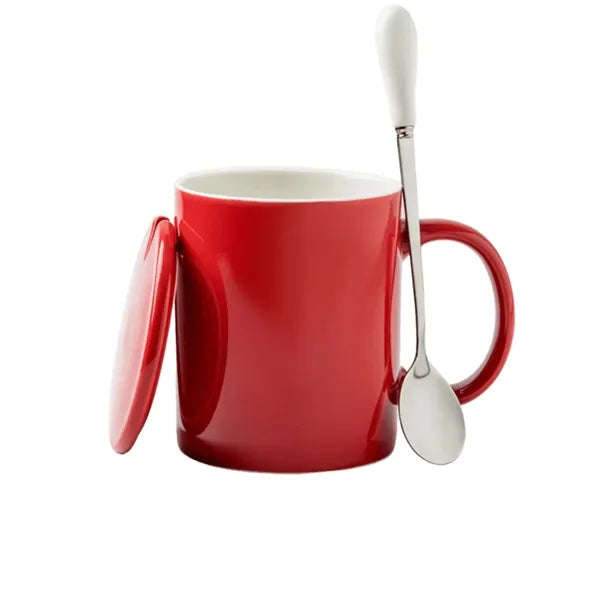 Ceramic Mug w/ Lid & Matching Spoon