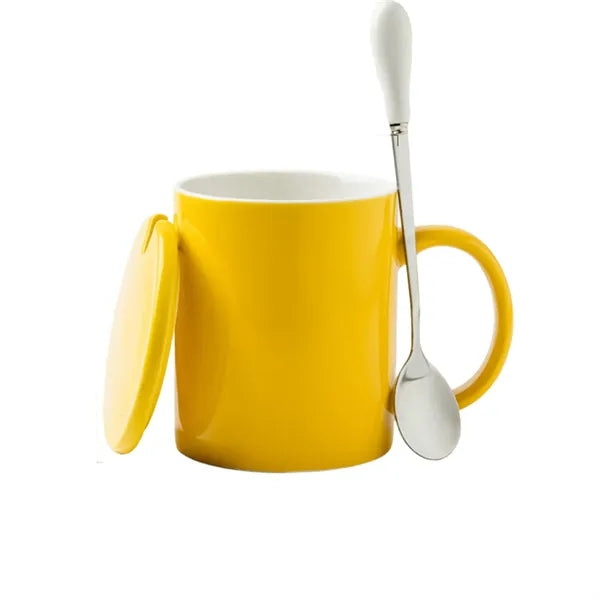 Ceramic Mug w/ Lid & Matching Spoon
