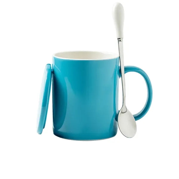 Ceramic Mug w/ Lid & Matching Spoon