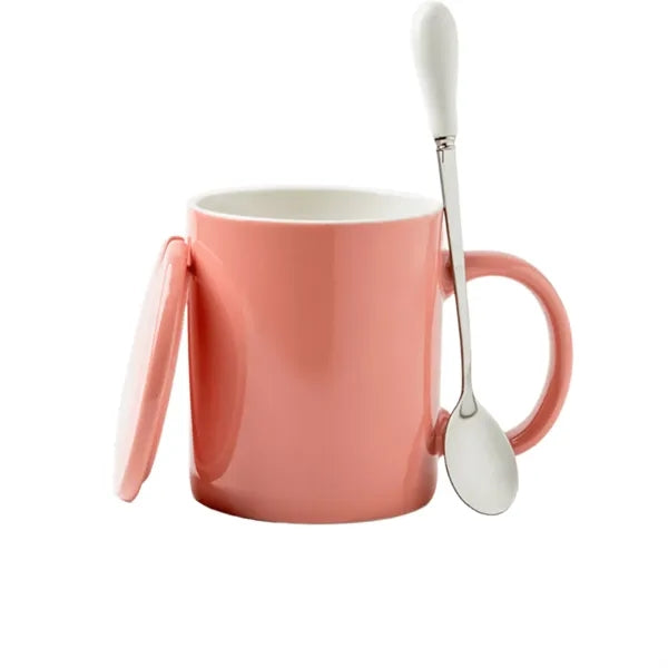 Ceramic Mug w/ Lid & Matching Spoon