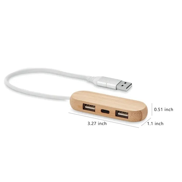 Usb 2.0 Hub With Type C Port And Bamboo Cable