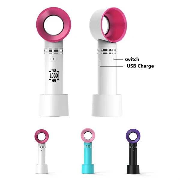 Portable Plastic USB Rechargeable Bladeless Fan with Base