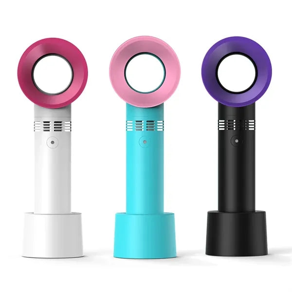 Portable Plastic USB Rechargeable Bladeless Fan with Base