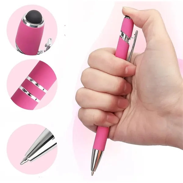 Metal Retractable Ballpoint Pen with Stylus tip