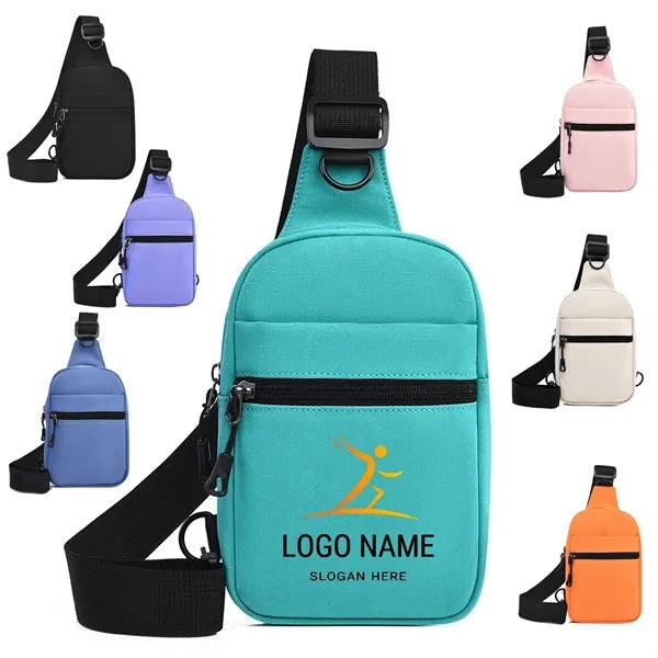 Unisex Crossbody Sling Bag, 4 Pockets, Dual Adjustable Hooks