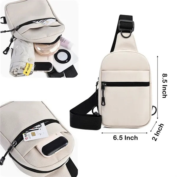 Unisex Crossbody Sling Bag, 4 Pockets, Dual Adjustable Hooks