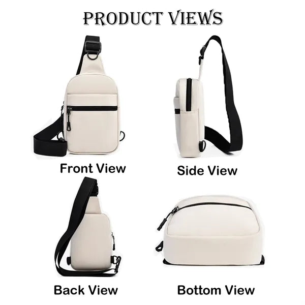 Unisex Crossbody Sling Bag, 4 Pockets, Dual Adjustable Hooks