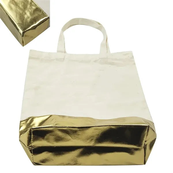 12oz Custom Sustainable Canvas Tote Bag With Metallic Accent
