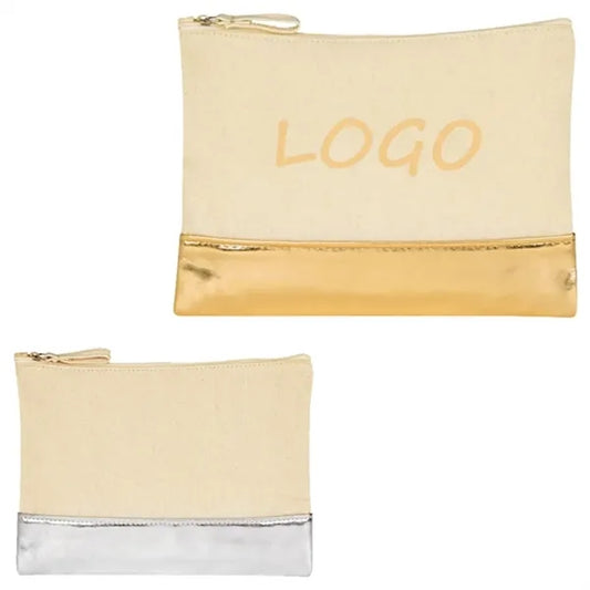 12oz Cotton Canvas Cosmitic Bag With Metallic Design