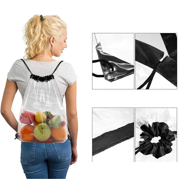 PVC Transparent Studim Approved Drawstring Backpack